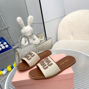 Miu Miu Embroidered Logo Summer Slides – Chic Look
